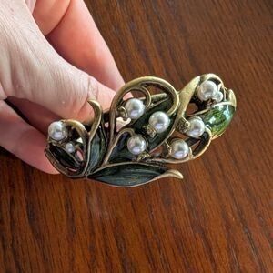 Gold Green Pearl Lily Of The Valley Bracelet